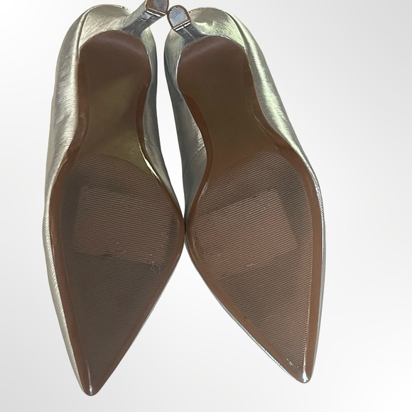 Nordstrom Metallic Silver Pointed-Toe Kitten Heel Pumps in 9 - Picture 7 of 8